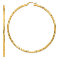 Thumbnail for 14k Lightweight 3mm Diamond-cut Hoop Earrings