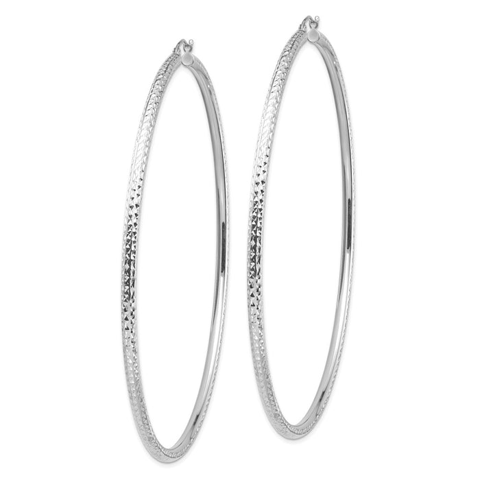 14k Lightweight 3mm Diamond-cut Hoop Earrings