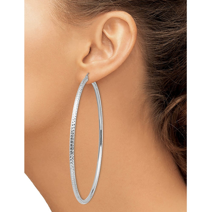 14k Lightweight 3mm Diamond-cut Hoop Earrings