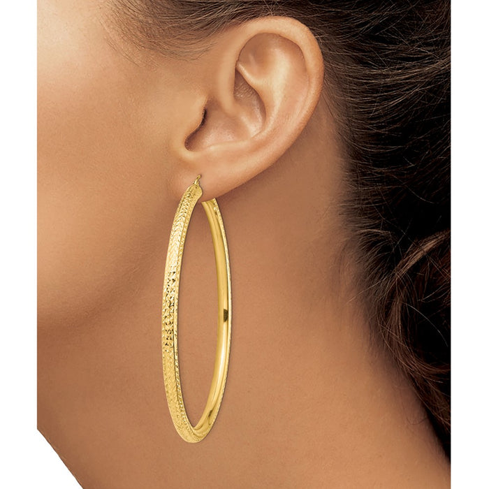 14k Lightweight 4mm Diamond-cut Hoop Earrings