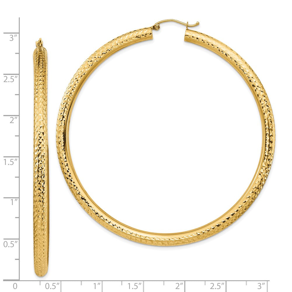 14k Lightweight 4mm Diamond-cut Hoop Earrings