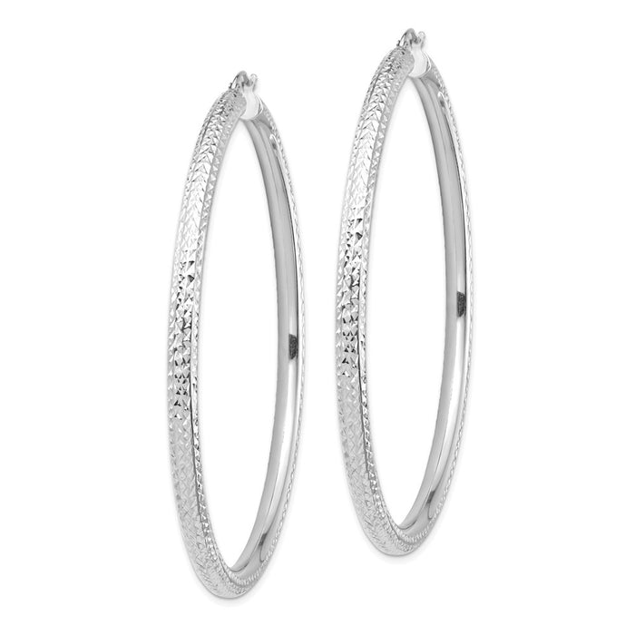 14k Lightweight 4mm Diamond-cut Hoop Earrings