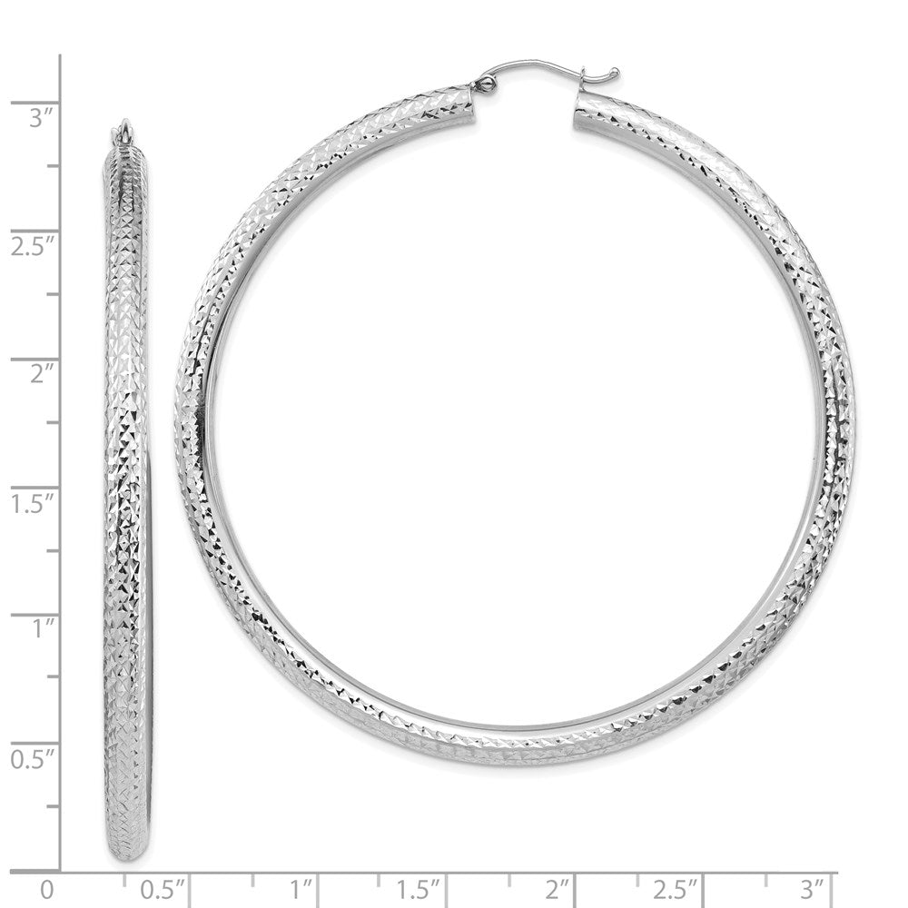 14k Lightweight 4mm Diamond-cut Hoop Earrings