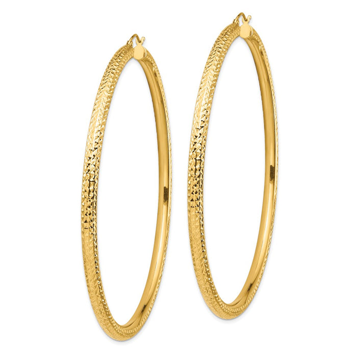 14k Lightweight 4mm Diamond-cut Hoop Earrings