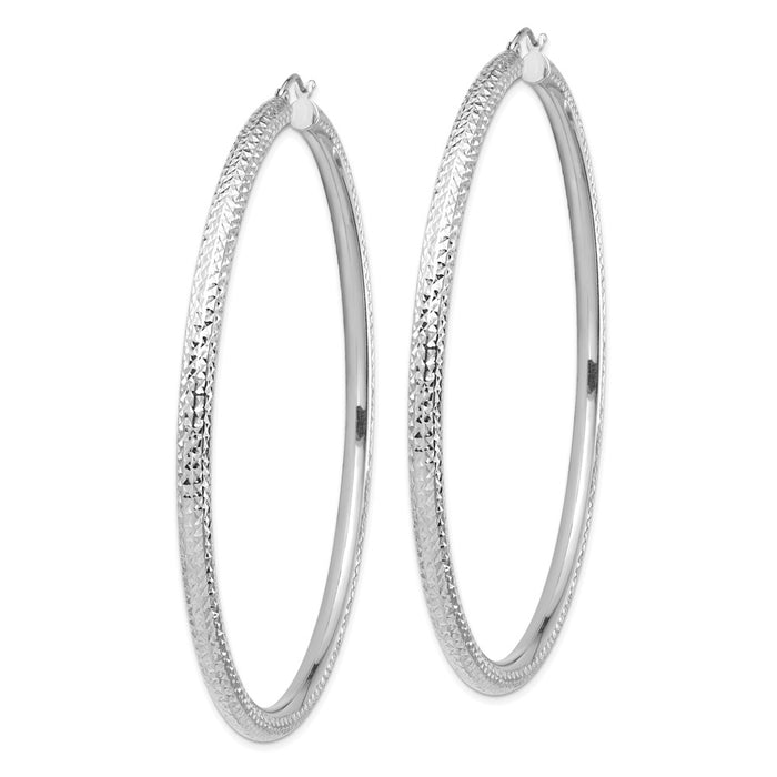 14k Lightweight 4mm Diamond-cut Hoop Earrings