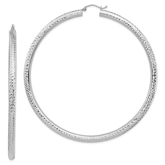 14k Lightweight 4mm Diamond-cut Hoop Earrings