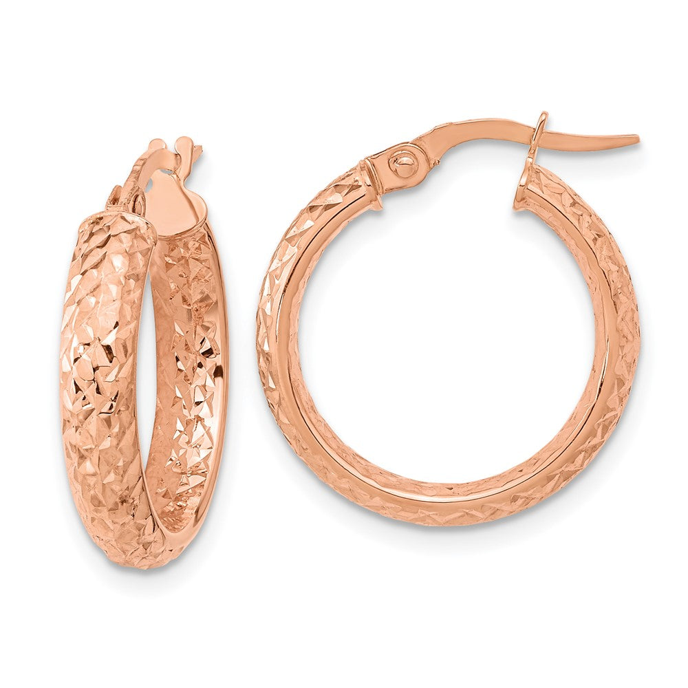 14K Polished and Diamond-cut Inside and Out Fancy Hoop Earrings