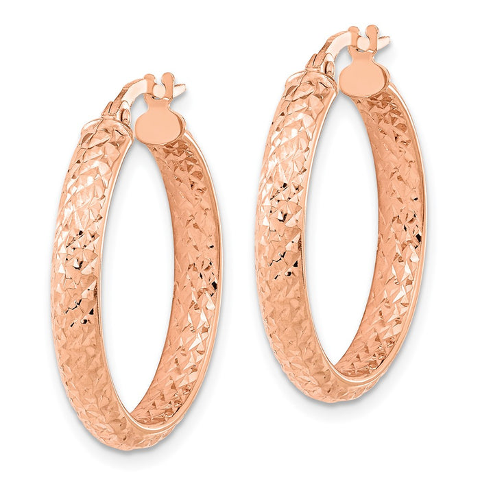 14K Polished and Diamond-cut Inside and Out Fancy Hoop Earrings