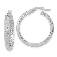 Thumbnail for 14K Polished and Diamond-cut Inside and Out Fancy Hoop Earrings