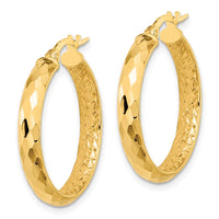 Thumbnail for 14K Polished and Textured Diamond-cut Inside Fancy Hoop Earrings