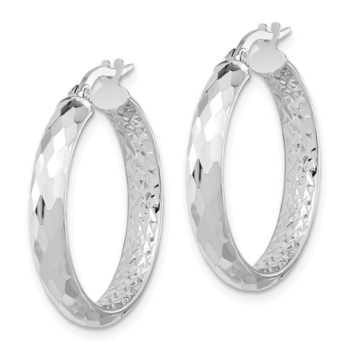 14K Polished and Textured Diamond-cut Inside Fancy Hoop Earrings