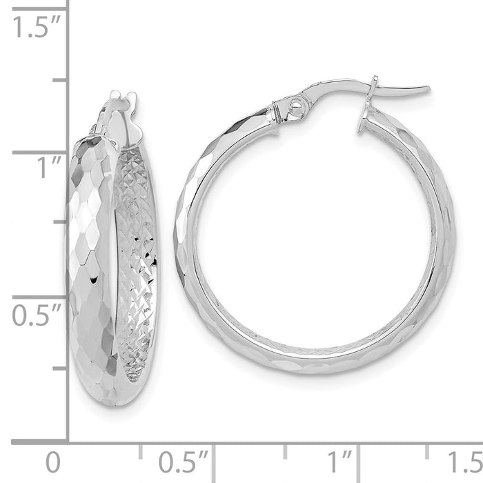 14K Polished and Textured Diamond-cut Inside Fancy Hoop Earrings