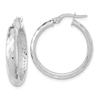 Thumbnail for 14K Polished and Textured Diamond-cut Inside Fancy Hoop Earrings