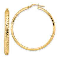 Thumbnail for 14K Polished Diamond Cut Hoop Earrings