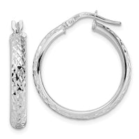 Thumbnail for 14K White Gold Diamond Cut Hoop Earrings