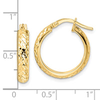 Thumbnail for 14K Polished Diamond Cut Hoop Earrings