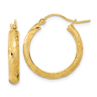 Thumbnail for 14K Polished and Textured Fancy Pattern Hoop Earrings