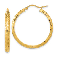 Thumbnail for 14K Polished Twist Pattern Hoop Earrings