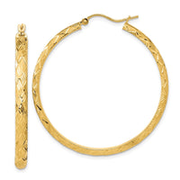 Thumbnail for 14K Polished and Textured Fancy Hoop Earrings