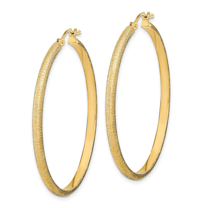 14K Polished and Satin Hoop Earrings