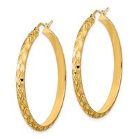 Thumbnail for 14K Polished and Satin Diamond-cut Diamond Pattern Hoop Earrings