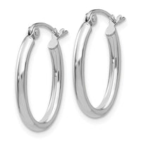 Thumbnail for 14k White Gold Polished 2mm Oval Tube Hoop Earrings