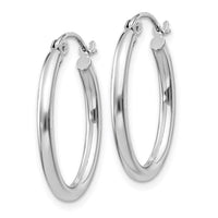 Thumbnail for 14k White Gold Polished 2mm Oval Tube Hoop Earrings