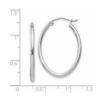 Thumbnail for 14k White Gold Polished 2mm Oval Tube Hoop Earrings