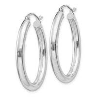 Thumbnail for 14k White Gold Polished 3.5mm Oval Tube Hoop Earrings