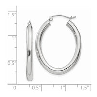 Thumbnail for 14k White Gold Polished 3.5mm Oval Tube Hoop Earrings
