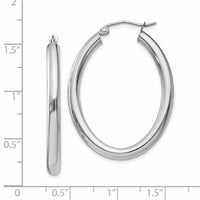 Thumbnail for 14k White Gold Polished 3.5mm Oval Tube Hoop Earrings