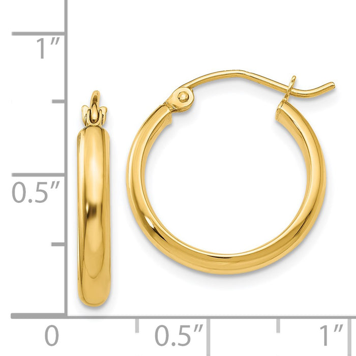 14k Round Tube Hoop Earrings