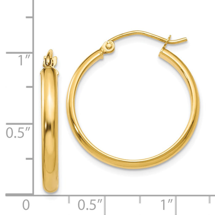 14k Round Tube Hoop Earrings