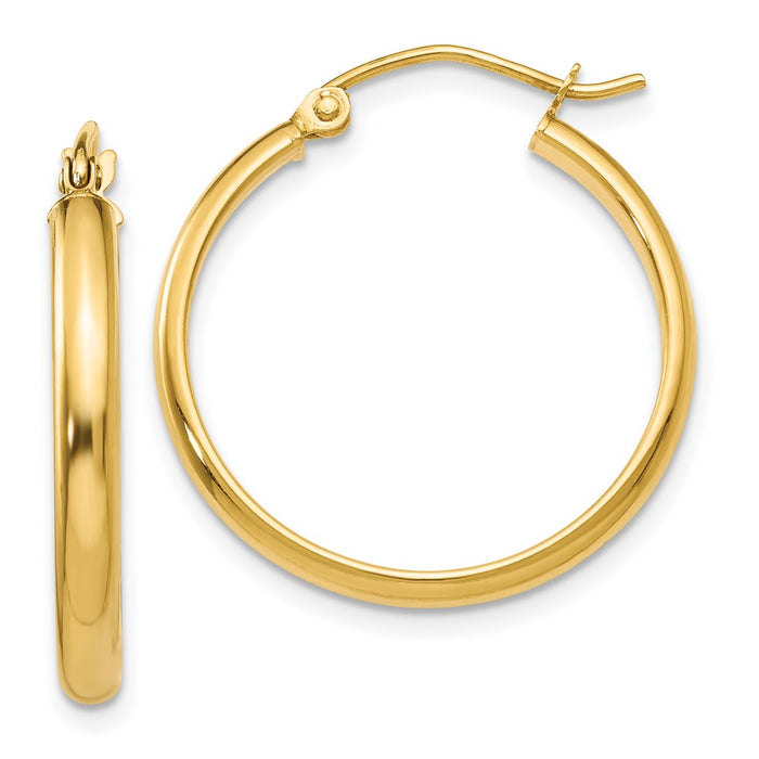 14k Round Tube Hoop Earrings