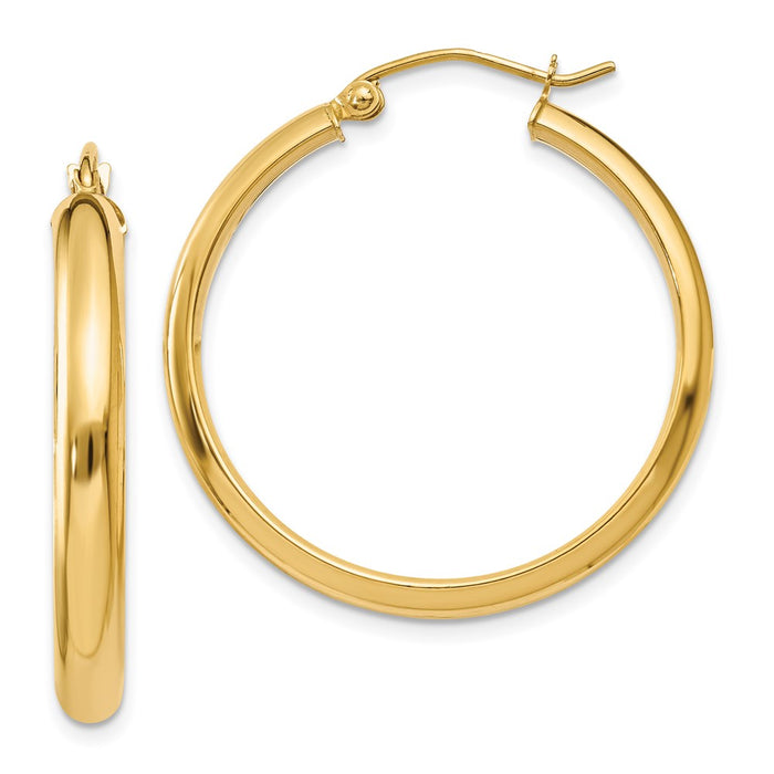 14k Round Tube Hoop Earrings