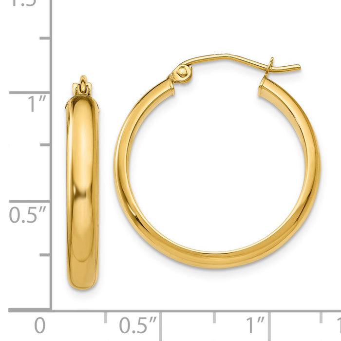 14k Round Tube Hoop Earrings