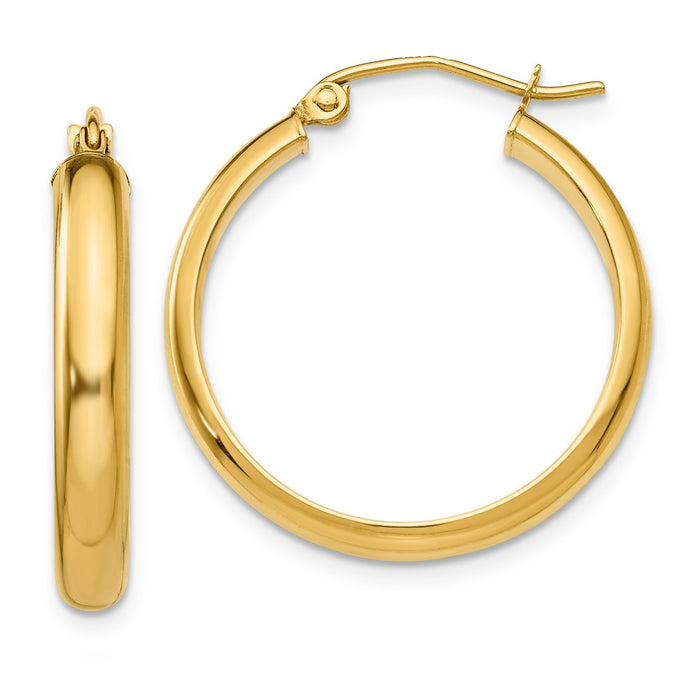 14k Round Tube Hoop Earrings