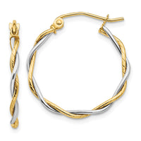 Thumbnail for 14k Two-tone Polished 1.8mm Twisted Hoop Earrings