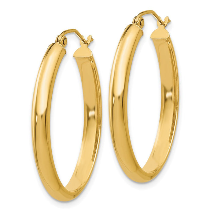 14k Polished 3.5mm Oval Hoop Earrings