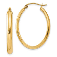 Thumbnail for 14k Polished 3.5mm Oval Hoop Earrings