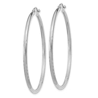 Thumbnail for 14k White Gold Satin and Diamond-cut 2mm Round Hoop Earrings