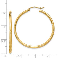 Thumbnail for 14k Satin and Diamond-cut 2mm Round Tube Hoop Earrings