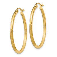 Thumbnail for 14k Satin and Diamond-cut 2mm Round Tube Hoop Earrings