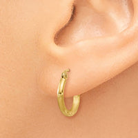Thumbnail for 14k Satin and Diamond-cut 2mm Round Tube Hoop Earrings