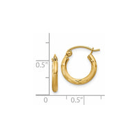 Thumbnail for 14k Satin and Diamond-cut 2mm Round Tube Hoop Earrings