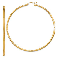Thumbnail for 14k Satin and Diamond-cut 2mm Round Tube Hoop Earrings