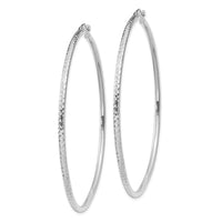 Thumbnail for 14k White Gold Diamond-cut 2mm Round Tube Hoop Earrings