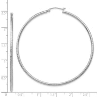 Thumbnail for 14k White Gold Diamond-cut 2mm Round Tube Hoop Earrings