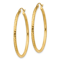 Thumbnail for 14k Diamond-cut 2mm Round Tube Hoop Earrings