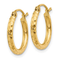 Thumbnail for 14k Diamond-cut 2mm Round Tube Hoop Earrings